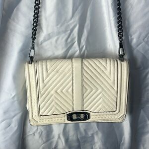 Rebecca Minkoff Light Gray Edie Quilted Leather Flap Shoulder Bag